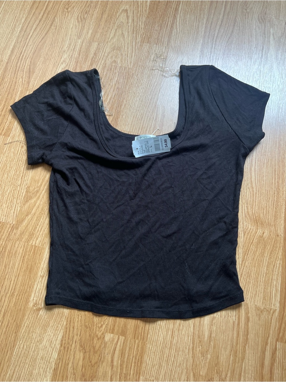 Black Ribbed Scoop Neck Women's Top